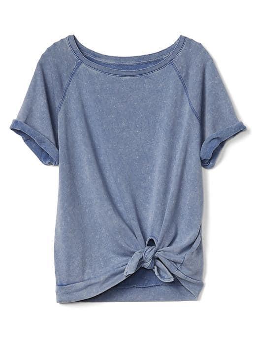 Gap Women Short Sleeve Tie Front Sweatshirt - Chrome Blue