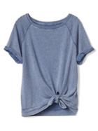 Gap Women Short Sleeve Tie Front Sweatshirt - Chrome Blue