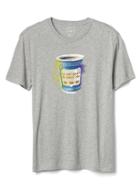 Gap Men Watercolor Coffee Cup Graphic Tee - New Heather Grey