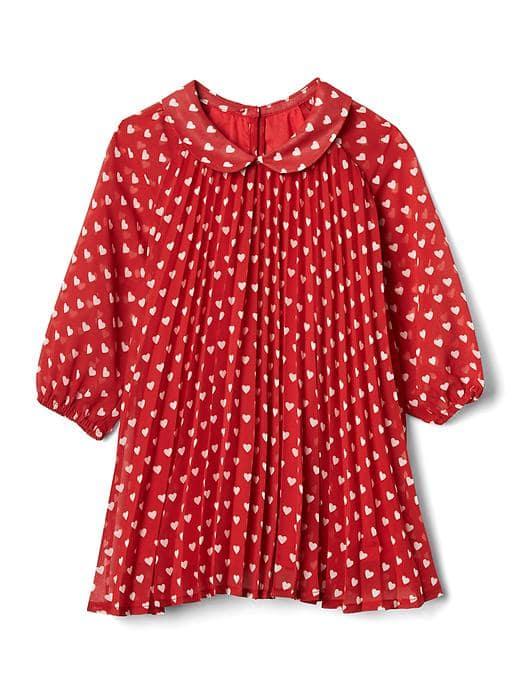 Gap Heart Print Pleated Dress - Modern Red