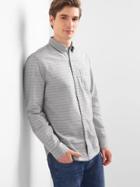 Gap Men Oxford Print Slim Fit Shirt - Black/gray Feeder Stripe