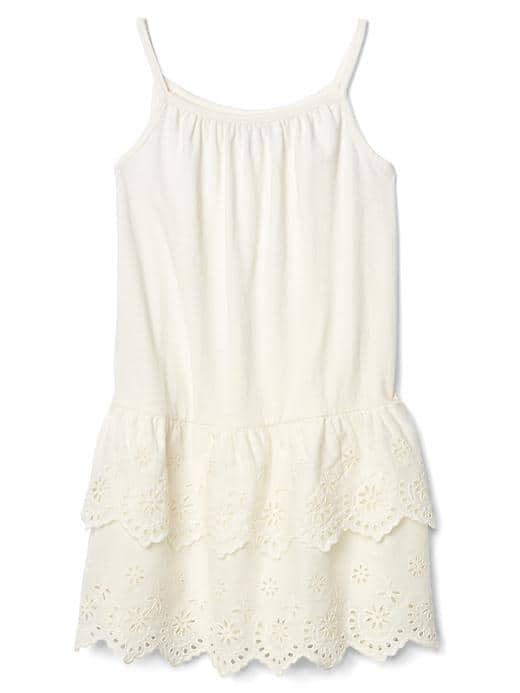 Gap Eyelet Tiered Spaghetti Dress - Ivory Frost