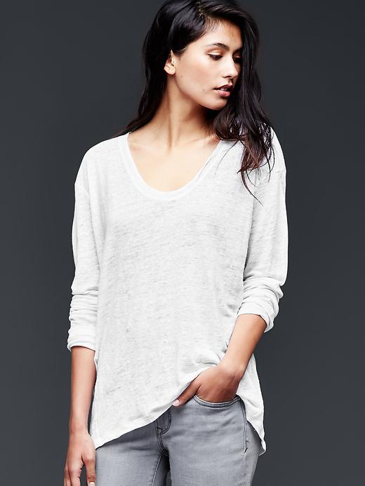 Gap Women Linen Scoop Neck Tee - White