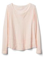 Gap Women Embroidered Long Sleeve Swing Top - Silk Powder