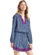 Gap Women Mix Print Long Sleeve Dress - Light Blue