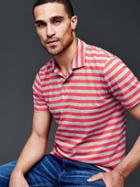 Gap Men Vintage Wash Stripe Polo - Red Stripe