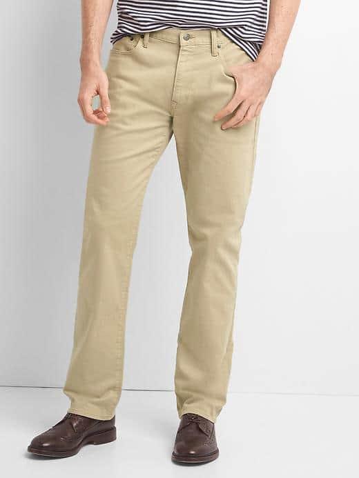 Gap Men Twill Straight Fit Pants - Khaki
