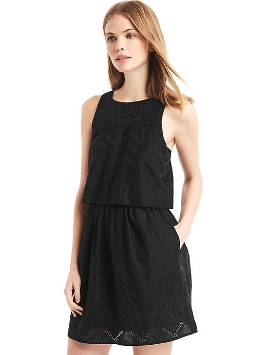 Gap Women Layered Embroidery Sleeveless Dress - True Black