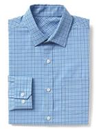 Gap Wrinkle Resistant Plaid Standard Fit Shirt - Union Blue
