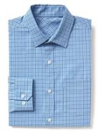 Gap Wrinkle Resistant Plaid Standard Fit Shirt - Union Blue