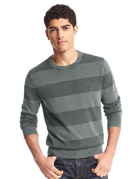 Gap Men Rugby Stripe Crewneck Sweater - Moonless Night