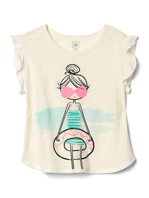 Gap Embellished Graphic Slub Flutter Tee - Ivory Frost