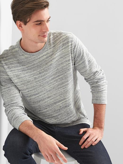 Gap Men Softspun Long Sleeve Crewneck Tee - New Heather Grey