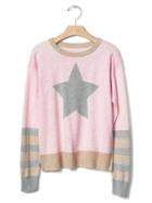 Gap Women Intarsia Graphic Colorblock Sweater - Pink Heather B0423