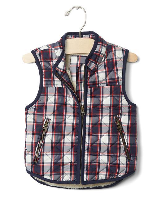 Gap Warmest Quilted Zip Vest - Navy Plaid