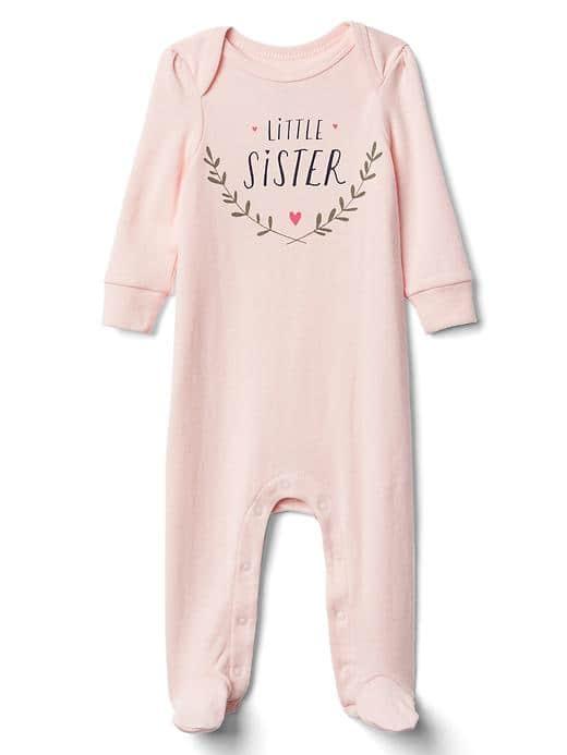 Gap Little Sister Footed One Piece - Pink Cameo