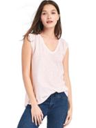 Gap Women Jersey Shirred V Neck Top - New Babe Pink