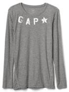 Gap Women Metallic Stud Logo Long Sleeve Tee - Heather Grey