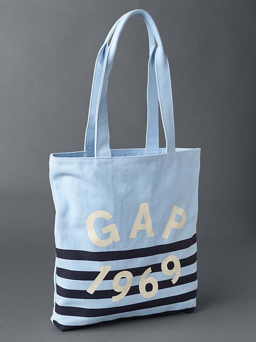 Gap Women Small Logo Stripe Tote Bag - Cerulean Blue