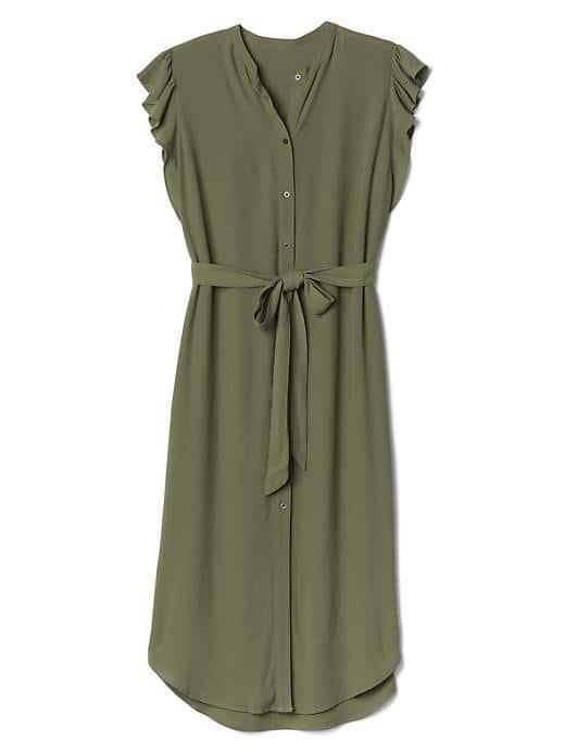 Gap Women Flutter Sleeve Shirtdress - Desert Cactus
