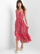 Gap Women Ruffle Hem Cami Dress - Pink Print