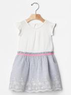 Gap Flutter Mix Fabric Eyelet Dress - New Off White