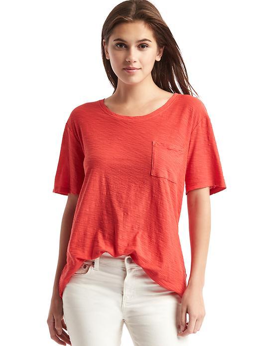 Gap Relaxed Slub Pocket Tee - Red Tulip
