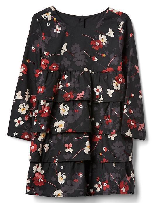 Gap Floral Tiered Ruffle Dress - Red Floral Print