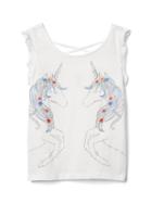 Gap Embroidery Graphic Crisscross Tee - Unicorn
