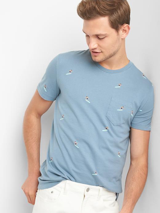 Gap Men Short Sleeve Crewneck Pocket Tee - Classic China Blue
