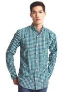 Gap Men True Wash Classic Plaid Standard Fit Shirt - Going Green