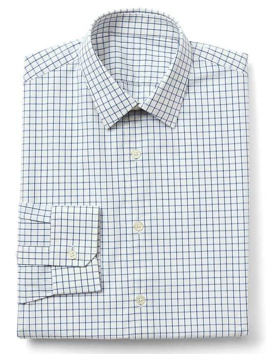Gap Men Stretch Poplin Windowpane Standard Fit Shirt - Blue Edge