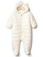 Gap Coldcontrol Bear Zip Footed One Piece - Ivory Frost