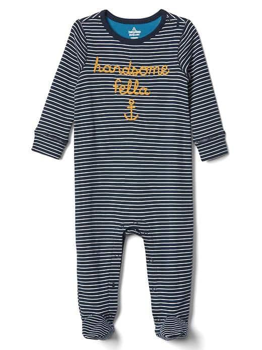 Gap Stripe Handsome Fella Footed One Piece - Blue Stripe