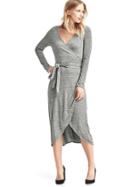 Gap Women Softspun Knit Wrap Midi Dress - Light Grey Marle