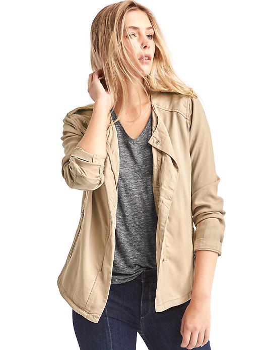 Gap Women Tencel Moto Jacket - Iconic Khaki