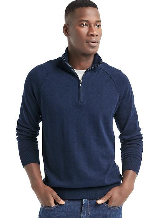 Gap Men Half Zip Mockneck Sweater - Navy