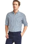 Gap Men True Wash Stripe Standard Fit Shirt - Tapestry Navy
