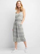 Gap Softspun Knit Stripe Wide Leg Jumpsuit - Light Grey Marle