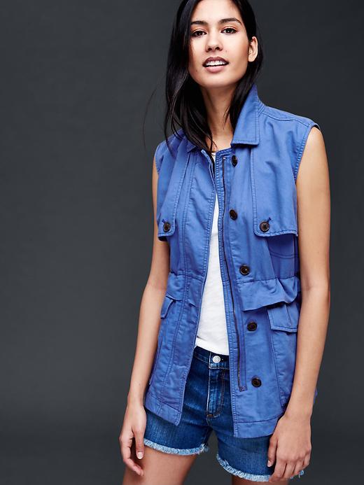 Gap Women Trench Vest - Blue Indigo