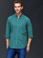 Gap Men True Wash Gingham Slim Fit Shirt - Green Malachite