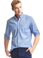 Gap Men True Wash Poplin New Dobby Slim Fit Shirt - Blue Peak