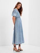 Denim Blouson Cutout Maxi Dress With Washwell