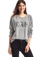 Gap Women Sequin Logo Applique Slouchy Sweatshirt - Heather Grey