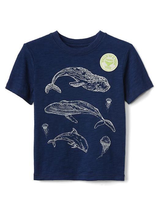 Gap Glow In The Dark Graphic Slub Tee - Elysian Blue