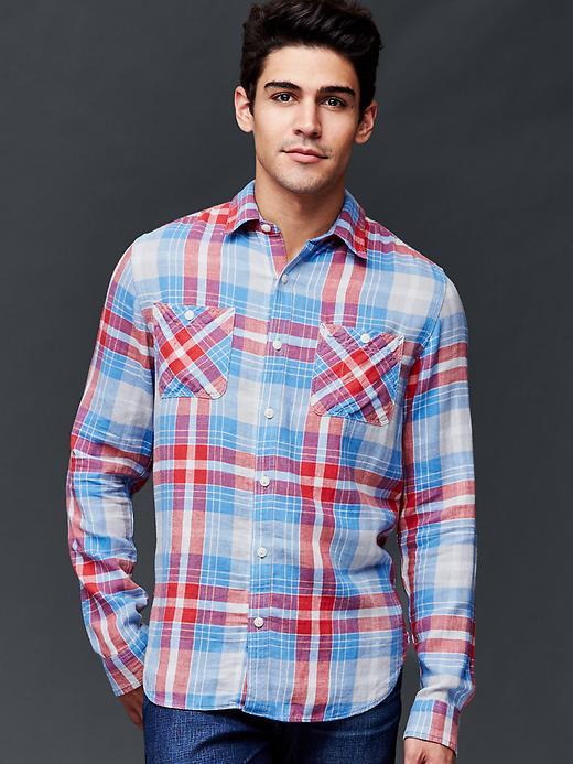 Gap Men 1969 Icon Plaid Worker Shirt - Buoy Red