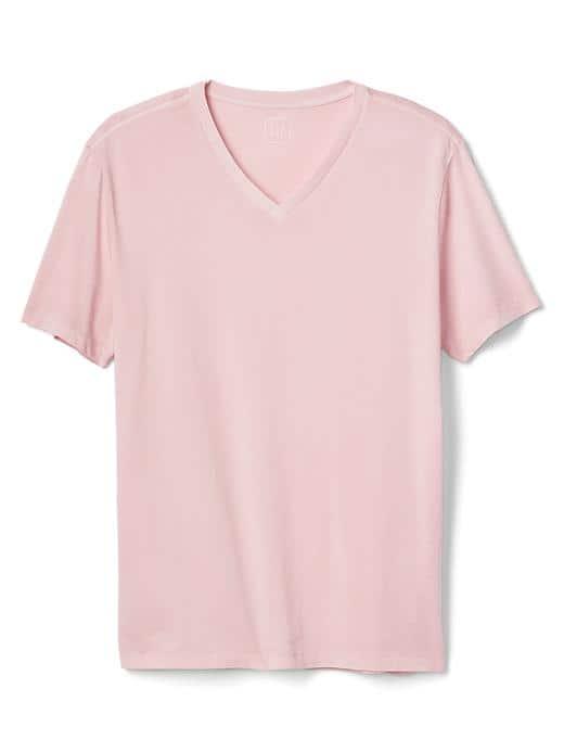 Gap Men Essential V Neck Tee - Pink Standard