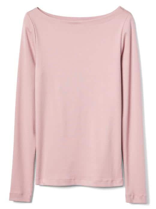 Gap Women Modern Long Sleeve Boatneck Tee - Pink Princess