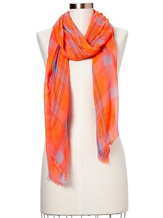 Gap Bright Plaid Scarf - Orange Plaid