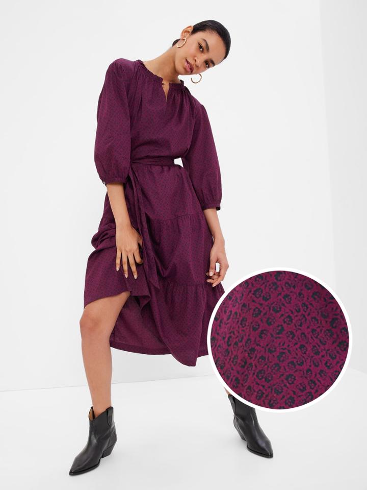 Tiered Tie-waist Midi Dress